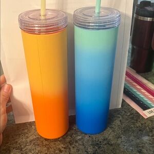 Vibrant Gradient Tumbler Set - Yellow and Blue